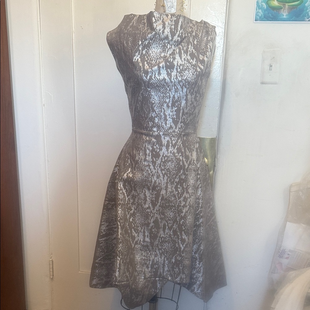 Vivienne Westwood Asymmetrical Silver Snake Print Dress